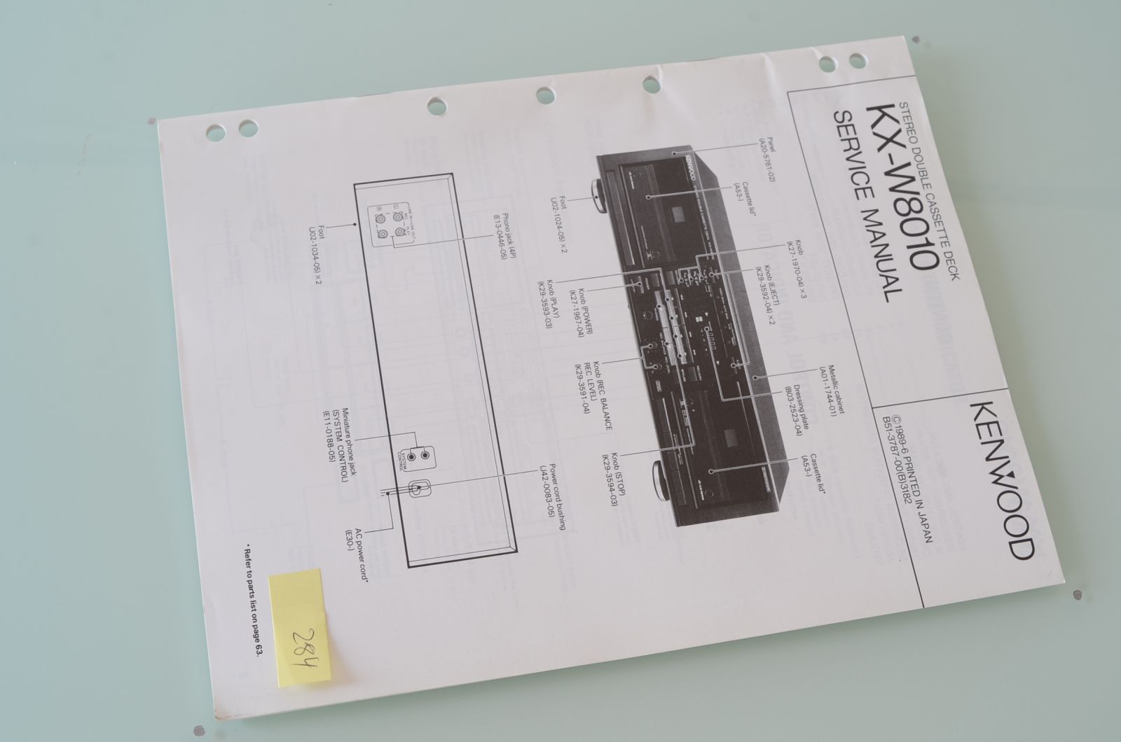 Kenwood KX-W8010 Service Manual  			