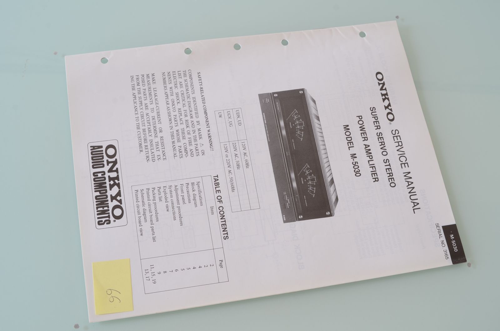 ONKYO M-5030 SERVICE MANUAL  			