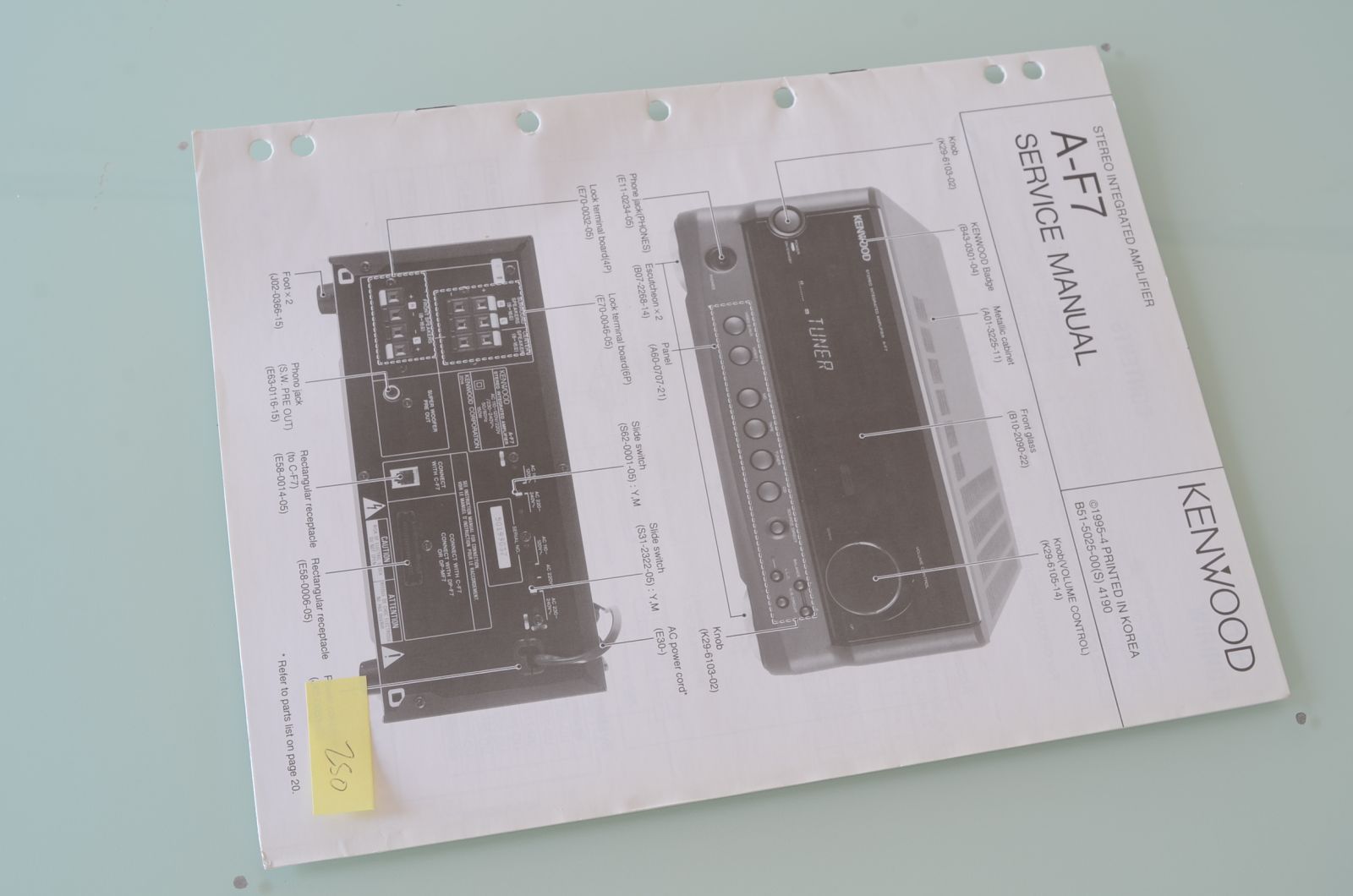 Kenwood A-F7 Service Manual  			