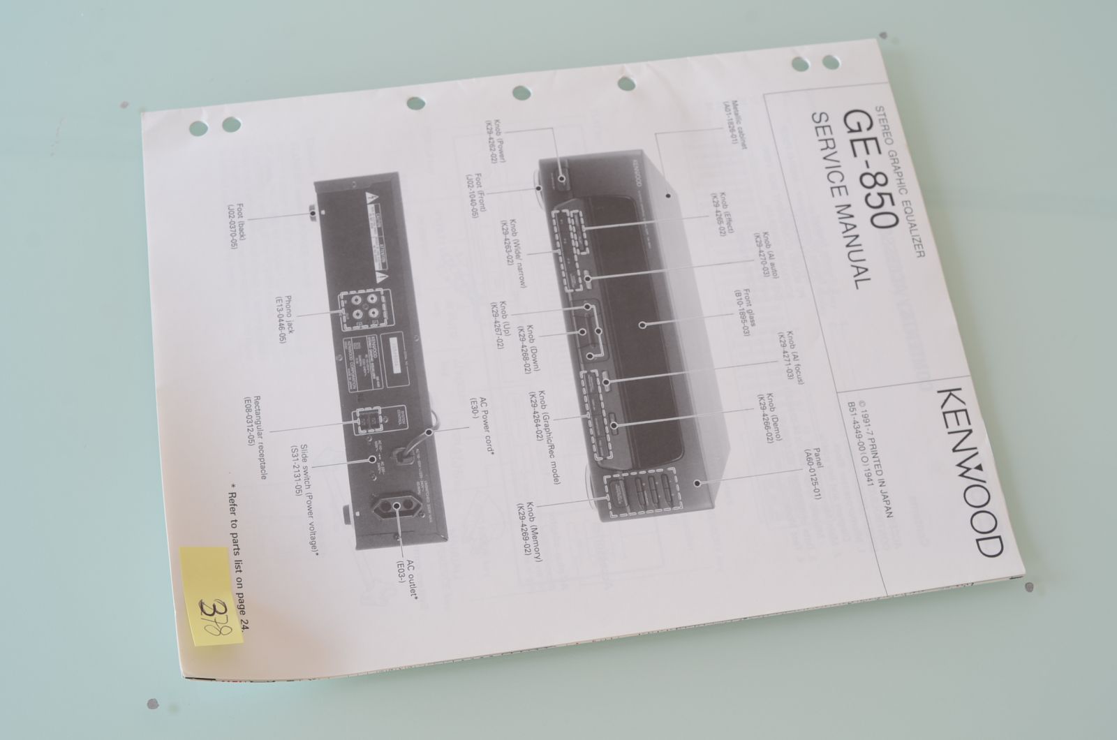 Kenwood GE-850 Service Manual  			
