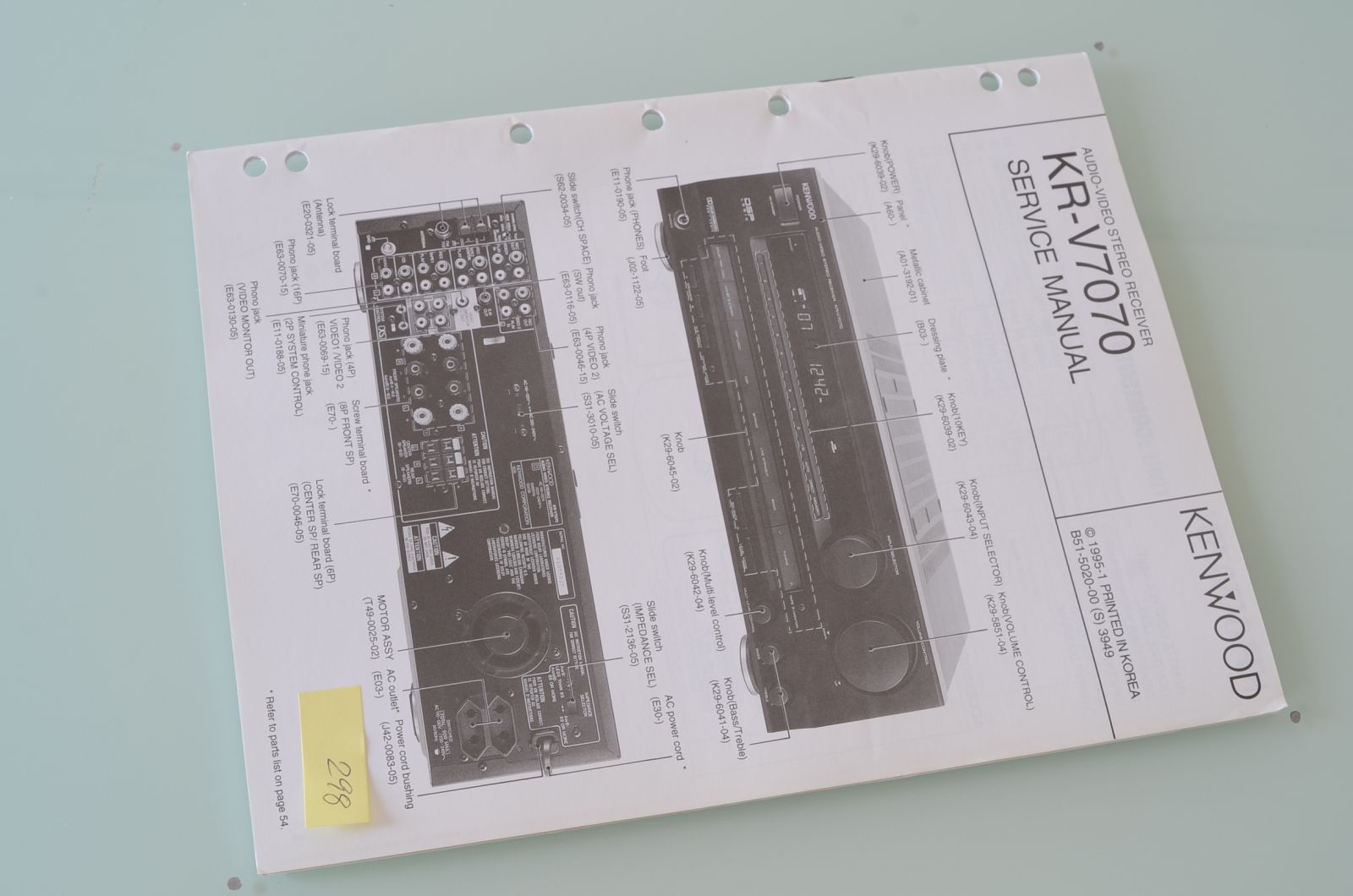 Kenwood KR-V7070 Service Manual  			