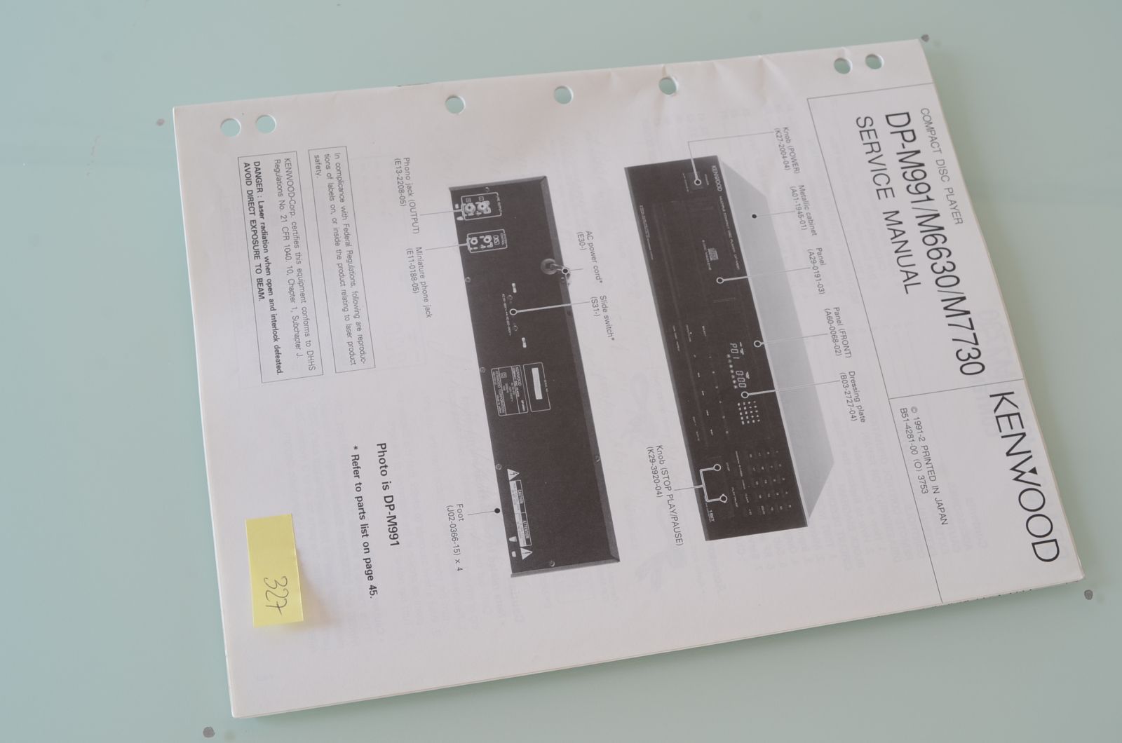 Kenwood DP-M991 / M6630 / M7730 Service Manual  			