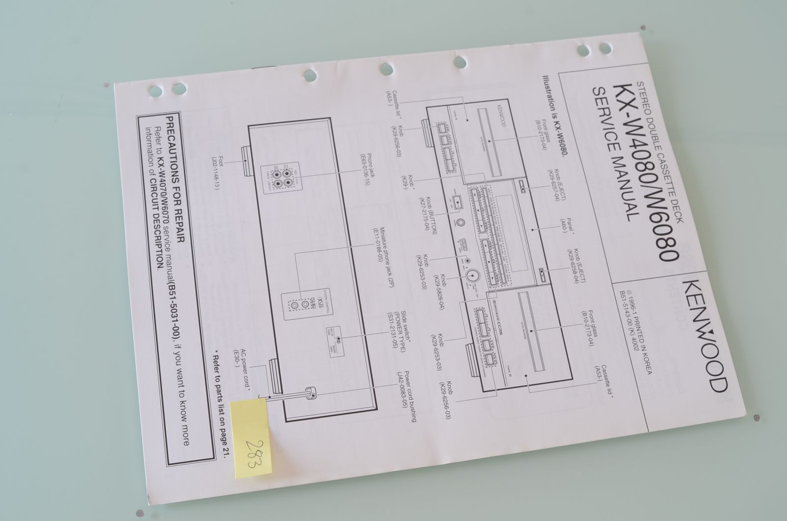 Kenwood KX-W4080 / W6080Service Manual  			