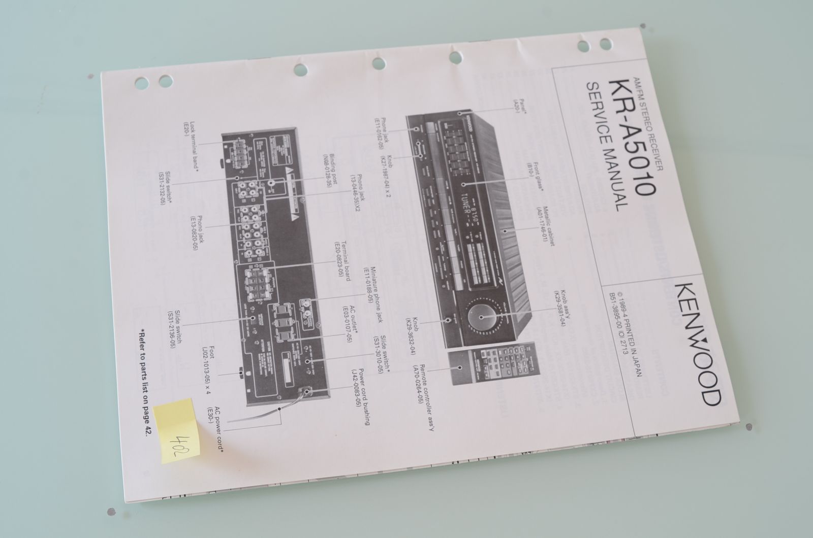 Kenwood KR-A5010 Service Manual  			