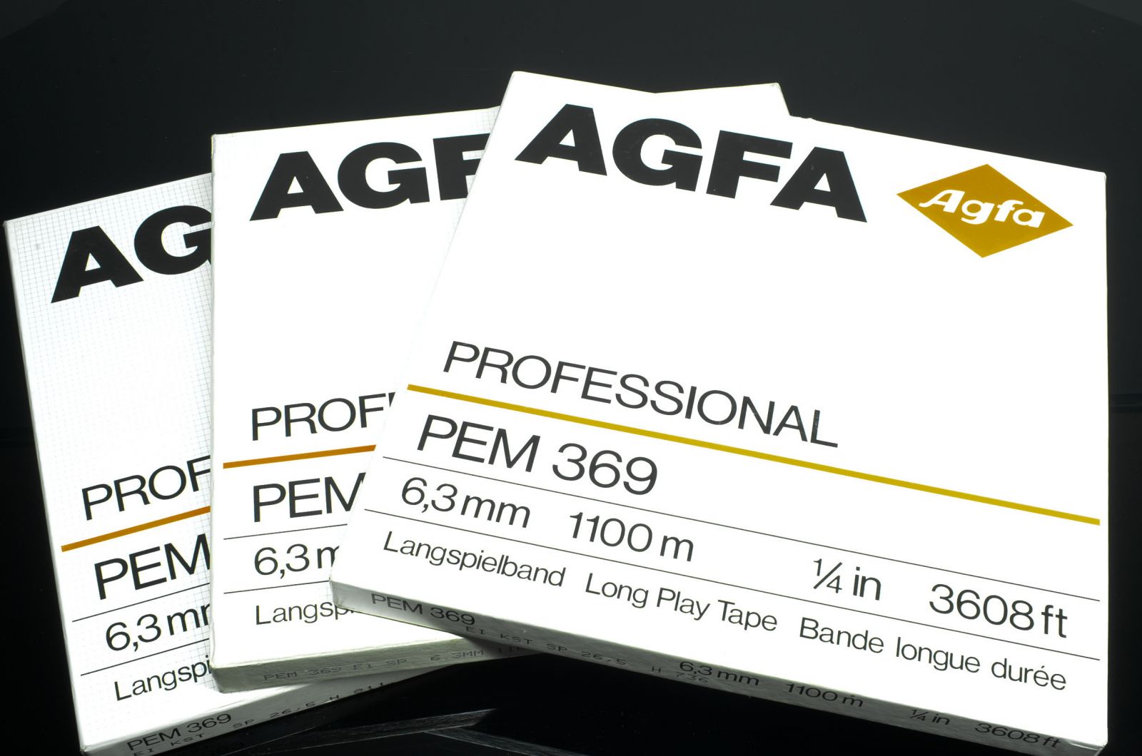 Agfa 4x Bobine AGFA PEM 369 PROFESSIONAL 26.5 cm 1100 m LP 10.5 in 3600 ft New reel   