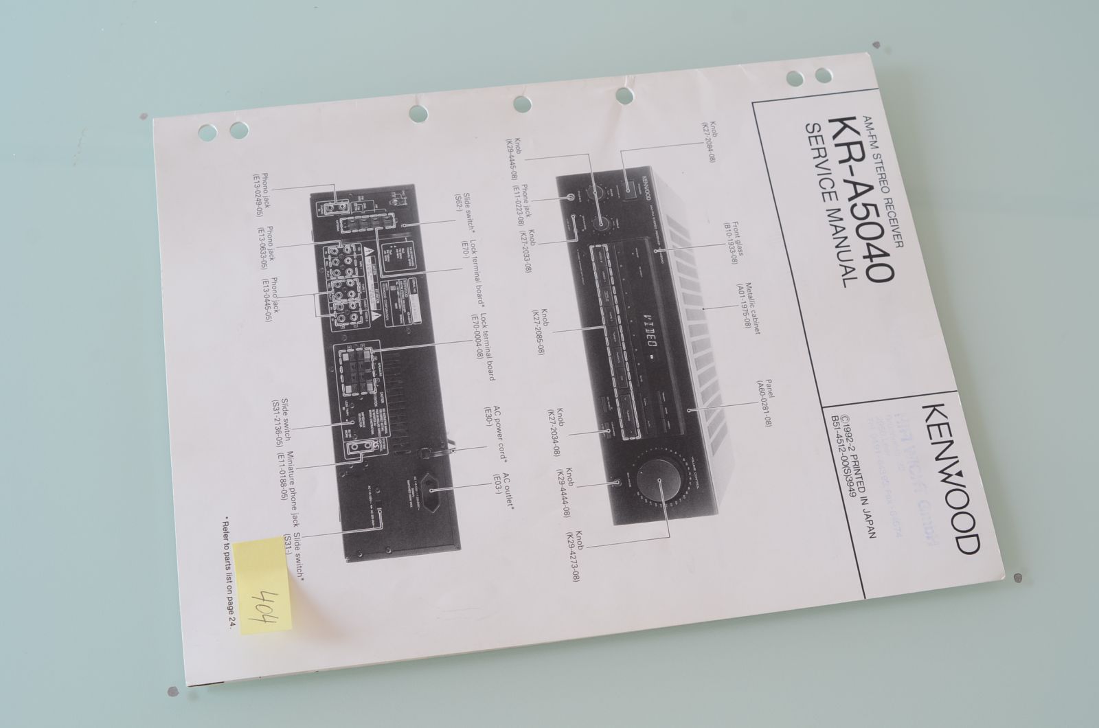 Kenwood KR-A5040 Service Manual  			