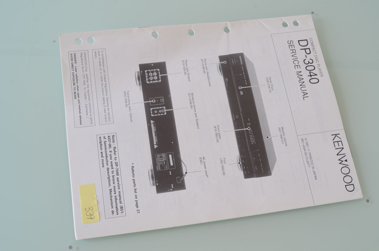 Kenwood DP-3040 Service Manual  			
