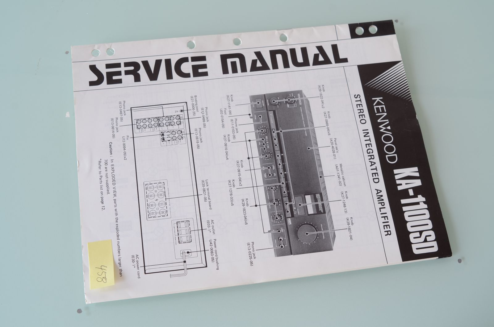 Kenwood KA-1100SD Service Manual  			