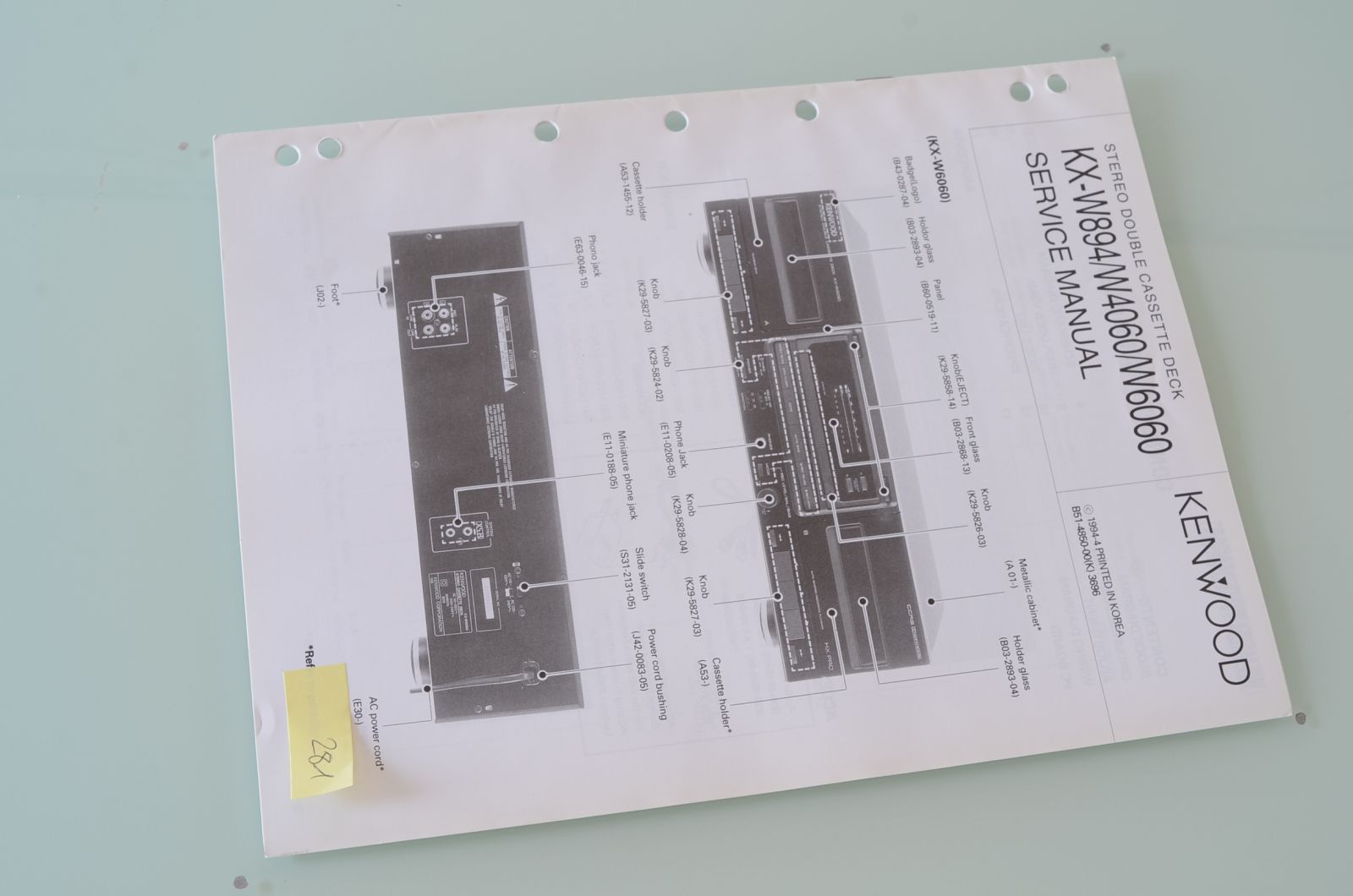 Kenwood KX-W4060 / W894 / W6060 Service Manual