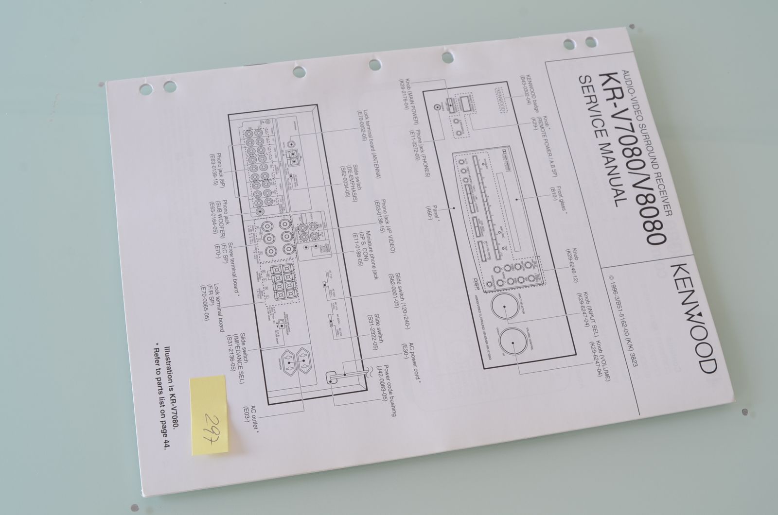 Kenwood KR-V7080, V8080 Service Manual  			