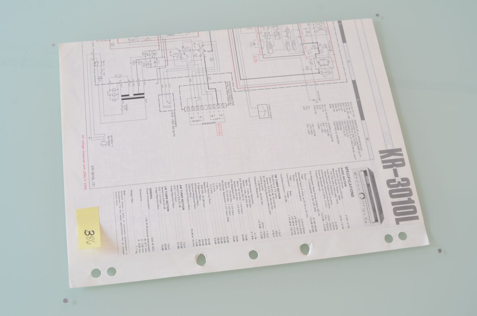 Kenwood KR-3010L Wiring Diagram Schematics  			