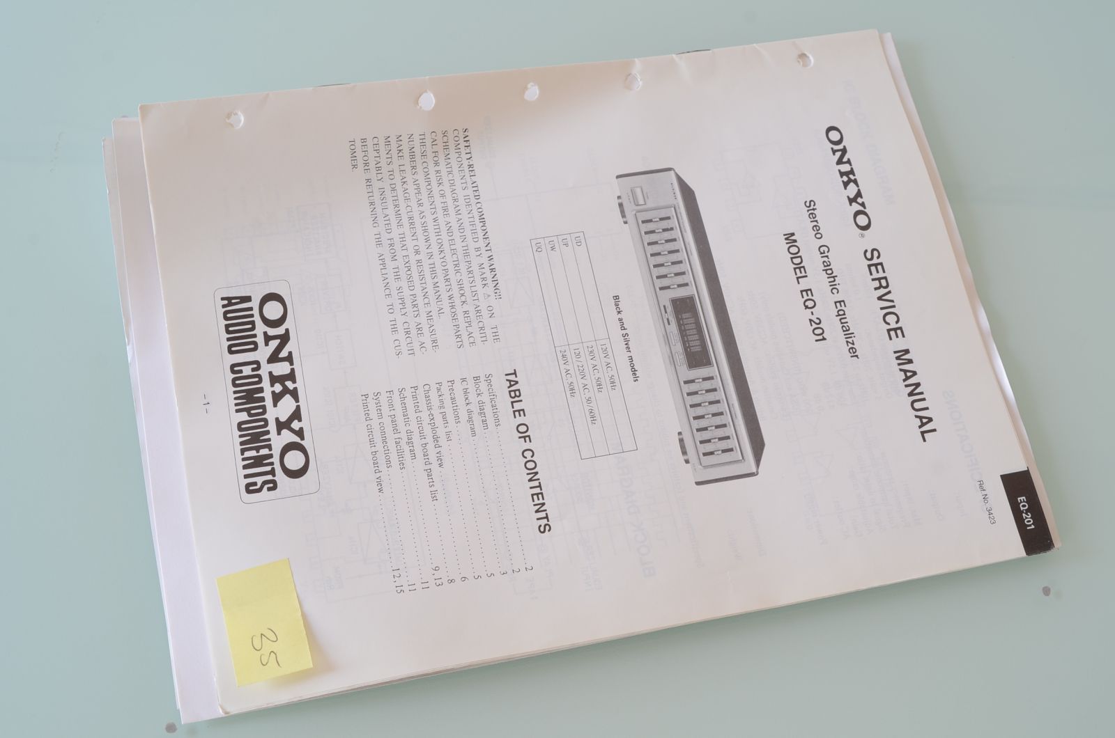 ONKYO EQ-201 SERVICE MANUAL  			