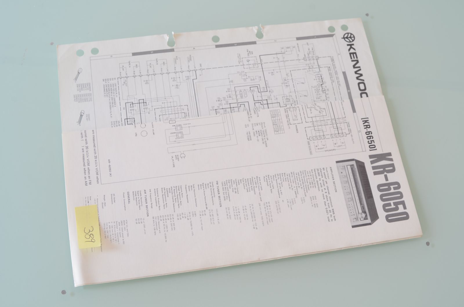 Kenwood KR-6050 Wiring Diagram Schematics  			