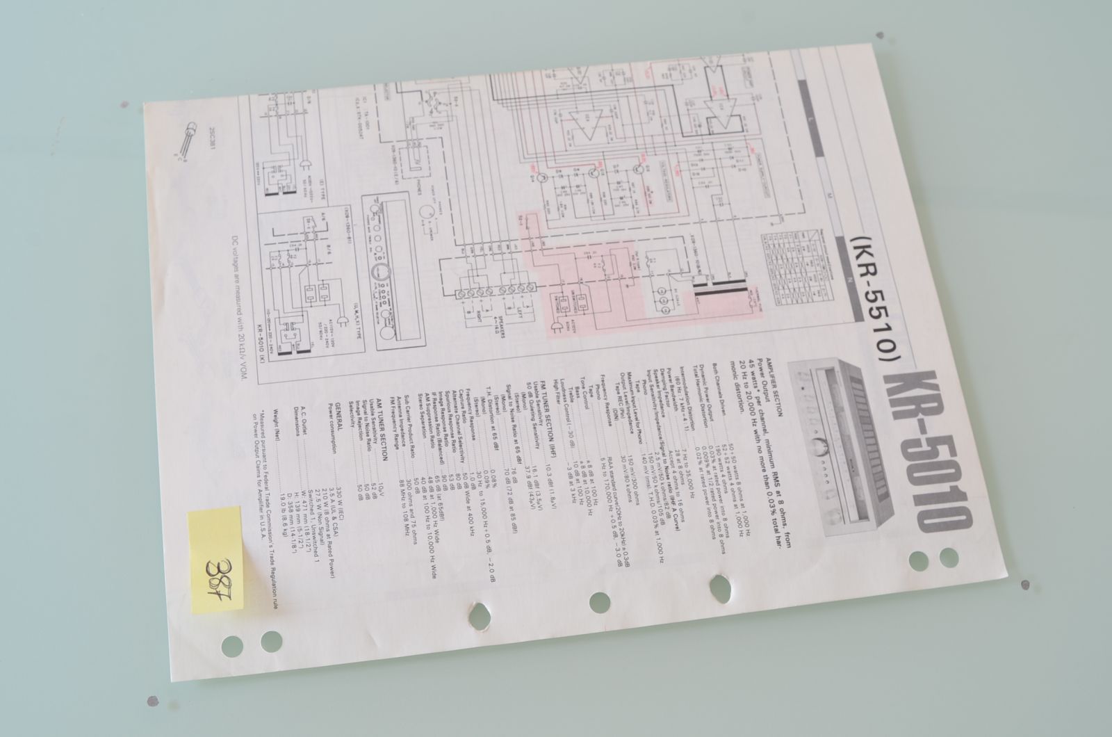 Kenwood KR-5010 Wiring Diagram Schematics  			