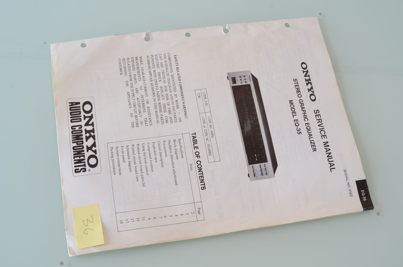 ONKYO EQ-35 SERVICE MANUAL  			
