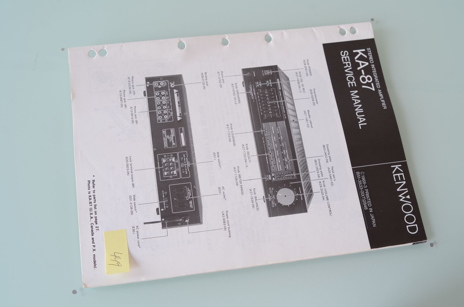 Kenwood KA-87 Service Manual  			