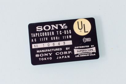 Sony TC-850 Identification Tag